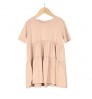 Custom design solid color short sleeve tiered bamboo summer baby girl dresses