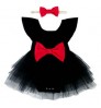 Newborn Baby Clothes Black Tutu Dress Birthday Party Short Sleeve Baby Girl Cotton Dresses