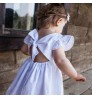 Girls' dress 2022 summer girls' baby exotic egg flower skirt backless fly sleeve sweet lovely cotton skirt