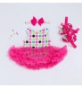 Latest Baby clothing 1 year new baby clothes cotton 3-piece sleeveless pink floral birthday baby girls dress