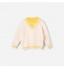 Wholesale Custom V Neck 100% Organic Cotton Winter Red Soft Cable Knitted Baby Boys' Sweaters