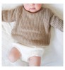 2022Hot Sale 100% Cotton Custom Chunky Knit Oversized Brown Knitted Newborn Baby Jumper Sweater Kids Pullover Baby Sweaters