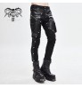 Pants PT115 Devil Fashion Leather Asymmetric Patchwork Rivets Punk Rock Men Trousers Latex Pants With Pocket