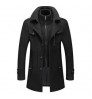 New Autumn Winter High Quality Solid Color Men's Wool-blended Overcoat Long Casual Double Collar Warm Coat For Men