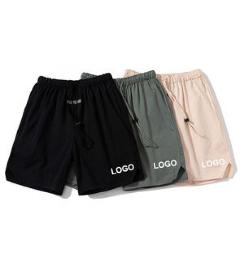 custom high quality 100% summer sports mesh logo drawstring short solid color casual workout wear shorts