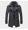 Autumn and Winter New Men's Double Collar Woolen Warm Plus Size Long Coat Windproof Jacket for Men