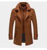 Autumn and Winter New Men's Double Collar Woolen Warm Plus Size Long Coat Windproof Jacket for Men