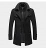 Autumn and Winter New Men's Double Collar Woolen Warm Plus Size Long Coat Windproof Jacket for Men