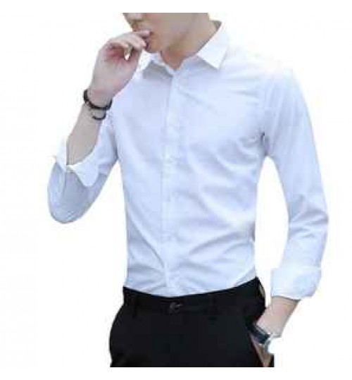 White shirt men's long-sleeved Slim-free solid color professional business dress white men's suit shirt jacket sweater T-shirt