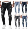 2022 factory wholesale customize men's denim pants, fashion Skinny Ripped jeans, tight stretch men's jeans