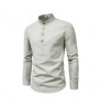 Men's Business Shirt Anti-wrinkle Stand Collar Slim Formal Breathable Top for Work Autumn Winter Cotton Solid Long Sleeve Shirt