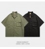 Men's Summer High Quality Shirts Cotton Mens Double Pocket Half Sleeve Outdoor Work Camp Collar Shirt