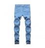 LW DY 8837 High quality men's worn-out leg stretch jeans Amazon skinny jeans men's striped jeans