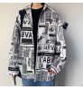 Spring Summer Fashion Man Long Sleeve Print Newspaper Shirt Men's Shirts Top Boys Loose Casual Shirt Men Plus Size 3XL