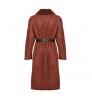 Highest quality handcrafted in Italy real fur reversible double-breasted shearling coat with leather belt for women