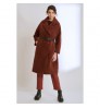 Highest quality handcrafted in Italy real fur reversible double-breasted shearling coat with leather belt for women