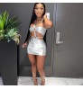Dress C0787 New Wrap Chest Short Skirt Lace Up Fashion Sexy Casual Sleeveless Maxi Dress
