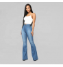 WJ095 high waist ladies jeans trouser plus size flared denim jeans women wide leg jeans women