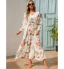 Spring Women Maxi Dresses Casual Full Sleeve Floral Printed O-neck Woman Bohe Beach Party Long Dress Mujer Vestidos Dropshipping