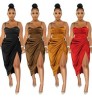 2022 Hot Style Lady Sexy Sleeveless Spaghetti Strap Dresses Women Elegant High Split Bodycon Evening Party Night Club Dress