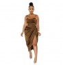 2022 Hot Style Lady Sexy Sleeveless Spaghetti Strap Dresses Women Elegant High Split Bodycon Evening Party Night Club Dress
