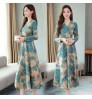 Custom Summer Dress Women's Short-sleeved Temperament Floral Round Neck Mid-length Floral Print Dress for Women Casual Dresses Loose