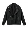 2021 Autumn Winter Fashion Female Loose Jackets Long Sleeve Zippers PU Leather Coats Women Faux Leather Jacket Outwear Coats