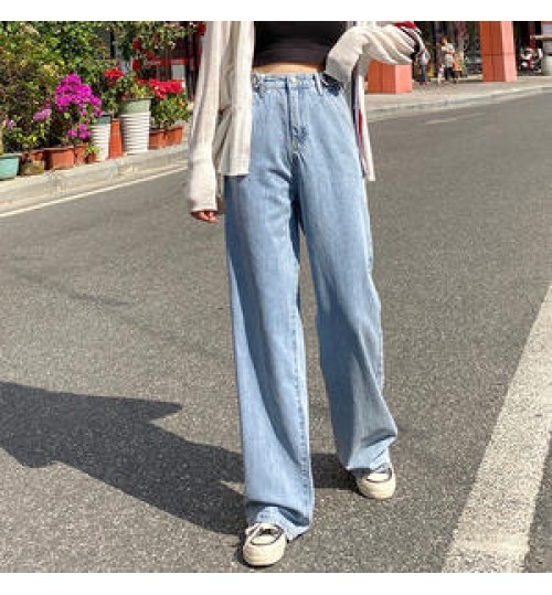 Wide-leg Jeans Women's High Waist 2020 Spring Loose Small Drape Straight Mopping Pants Women Jeans