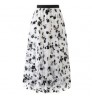 elegant casual mesh sexy summer maxi sweet latest design silky winter flowers long women high waist a line elastic skirts