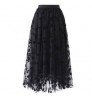 elegant casual mesh sexy summer maxi sweet latest design silky winter flowers long women high waist a line elastic skirts