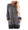 Women's Sweaters New Products O-Neck Top Long Sleeve Sweatshirt Solid Color Casual Women's Pullover Knit Sweaters With Pockets