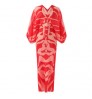 2022 long skirt dolman sleeve pleated print dress women elegant summer casual dresses