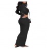2022 Autumn Women's Maxi Rib Ladies Dress Bodycon Sexy Long Sleeve Hooded Casual Slim Dresses For women