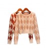 OEM custom fashion jacquard sweater knitwear women's crew-neck heart pattern knit sweater custom lady sweater