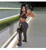 Kliou W21P04882 Newest Design Slim Cotton Jeans Women's Pants With Stacked Women's Trousers