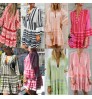 2022 Hot Sale Summer Casual Dress Women Floral Boho Dress Wholesale Factory Cheap Loose Chiffon Beach V Neck Sexy Maxi Dress