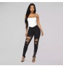 Dark Blue Ladies Jeans Women Ripped Skinny Jeans High Waist Women's Pants Wholesale
