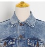 custom ladies blue jeans jacket fashion casual women's Lapel heavy industry diamond sexy hollow out denim jackets women