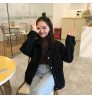 Spring Japanese design women's black denim jacket loose fashion lady's long-sleeve solid color style denim jacket