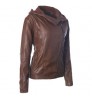 Lapel zipper leather jacket spring and autumn fashion vintage design women's jacket coat shacket