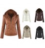 Fashion Winter Faux Leather Jacket Women's Basic Jackets Hooded Black Slim Motorcycle Jacket Women Coats Female XS-7XL