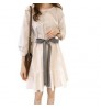 2022 Wholesale Spring Korea women's lace up bow waist dress A-line long sleeve fashion lady's o-neck white casual dress