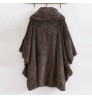 Women's Double Velvet Capes Poncho Fashion Pullover Classic Button Lapel Pocket Top Plush Irregular Casual Women Coat 5XL