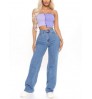 Women Denim Pants Custom Logo High Quality 100% Cotton Washed Straight Loose Fitting Wide Leg High Waist Plus Size Women's Jeans