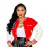 Custom Black Crop Baseball Jacket Ladies Slim Patchwork Spring Fashion Leather Sleeve Bomber Women Jacket