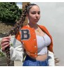 2022 Summer New Women's Clothing Single-Breasted Slim-Fit Jacket PU Stitching Long-Sleeved Baseball Uniform Jacket Female