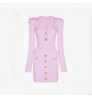 Clothing manufacturer's new design v neck long sleeved ribbed knitted bandage luxury women's dress