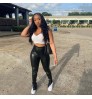 Fall clothing for women new style high waist stretch pu leather pants sexy slim-fit casual split pants pencil women pants