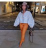 Fall clothing for women new style high waist stretch pu leather pants sexy slim-fit casual split pants pencil women pants
