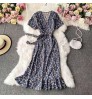 Large size women's dress summer new retro chiffon printed shirt waist loose Dress For Female Fashion Clothes